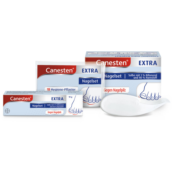 Abbildung für CANESTEN Extra Nagelset Creme 10g + 15 Hygienepflaster zur Behandlung von Nagelpilz