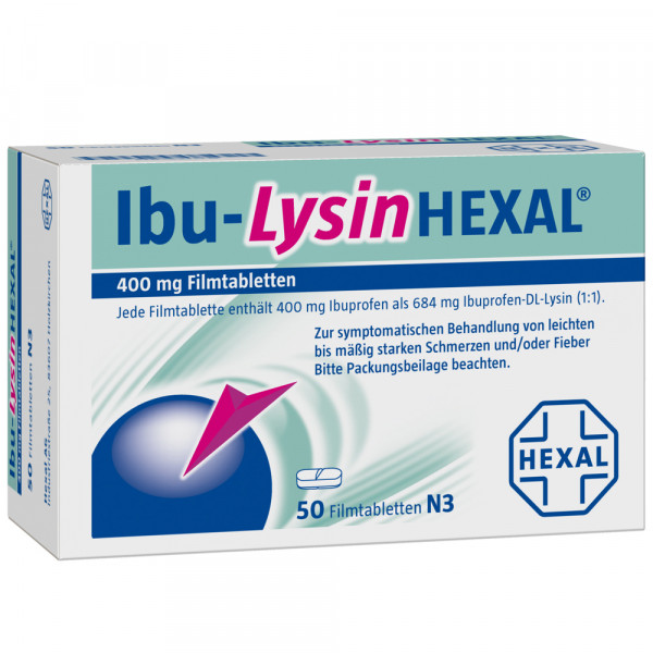 Abbildung für IBU-LYSINHEXAL 400 mg Ibuprofen als 684 mg Ibuprofen-DL-Lysin Filmtabletten (1:1)