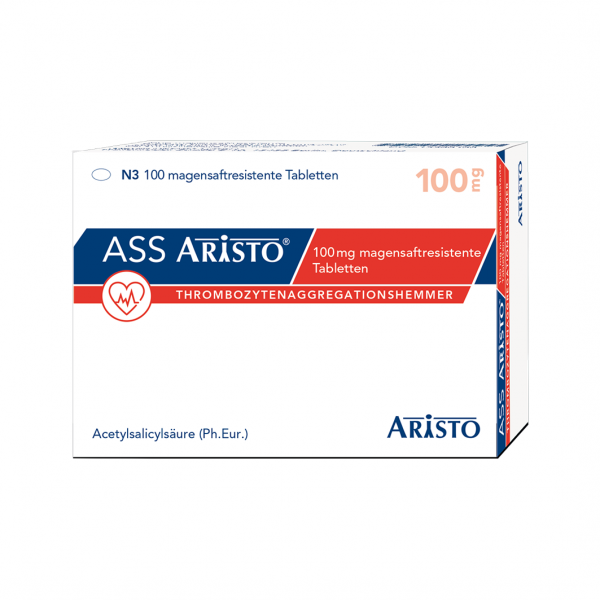 Abbildung für ASS Aristo 100 mg magensaftresistente Tabletten
