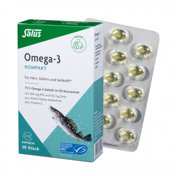 Abbildung für OMEGA-3 KOMPAKT aus reinem Alaska-Seelachsöl Salus