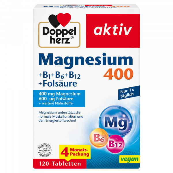 Abbildung für DOPPELHERZ Magnesium 400+B1+B6+B12+Folsäure Tabl.