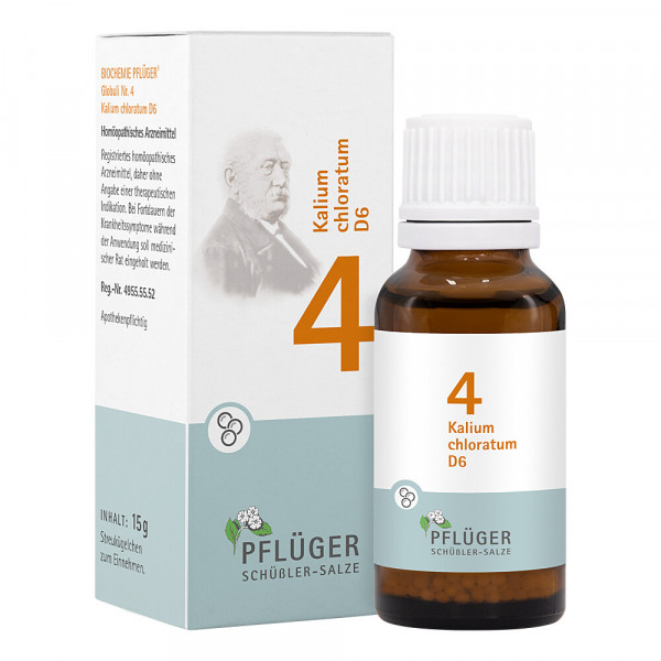 Abbildung für BIOCHEMIE Pflüger 4 Kalium chloratum D 6 Globuli