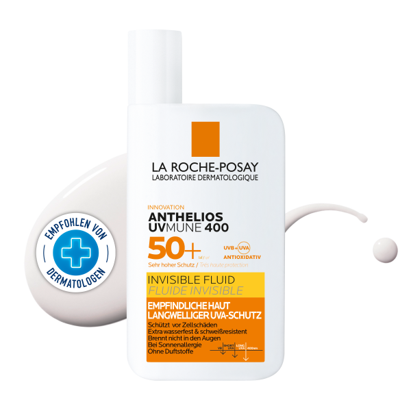 Abbildung für LA ROCHE-POSAY Anthelios Sonnenschutz Invisible Fluid UVMune400 LSF 50+ für alle Hauttypen geeignet
