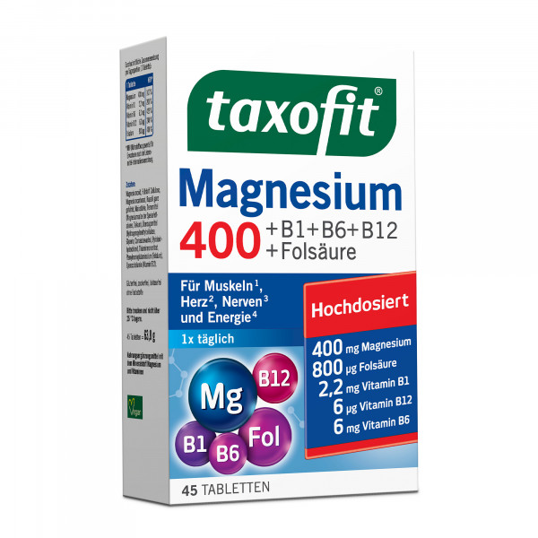 Abbildung für TAXOFIT Magnesium 400+B1+B6+B12+Folsäure Tabletten