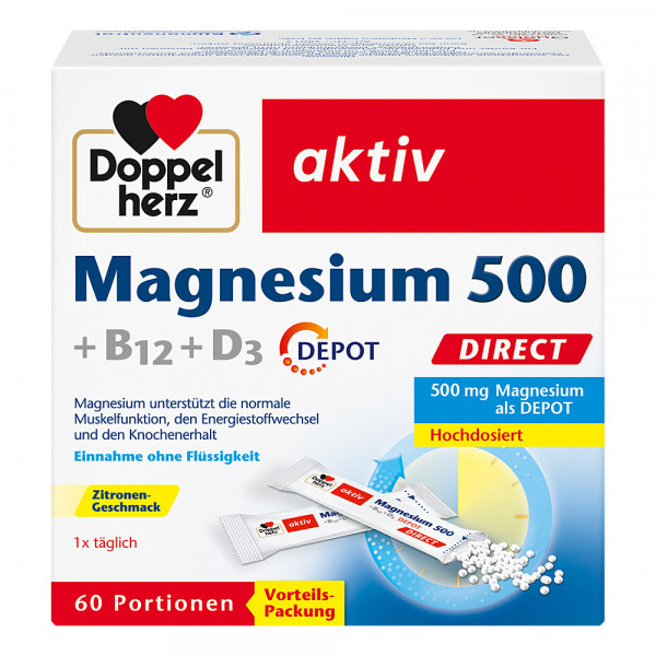 Abbildung für DOPPELHERZ Magnesium 500+B12+D3 Depot DIRECT Pell.