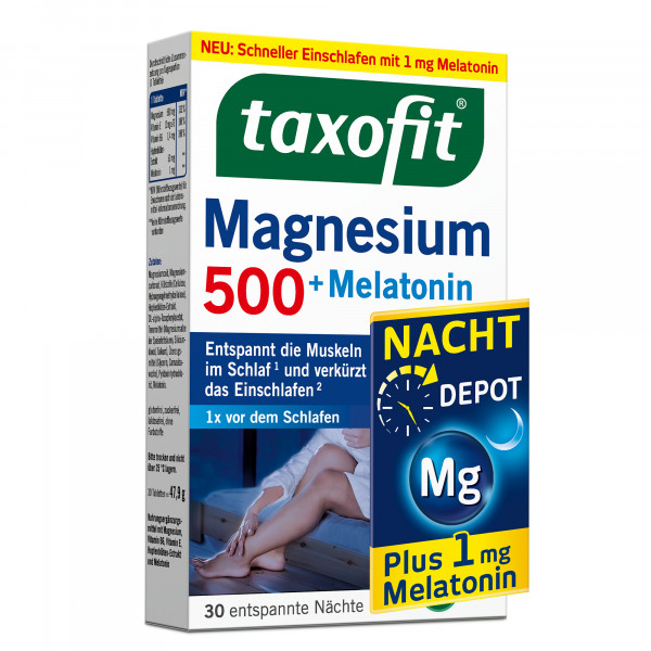 Abbildung für TAXOFIT Magnesium 500 Nacht+Melatonin Tabletten