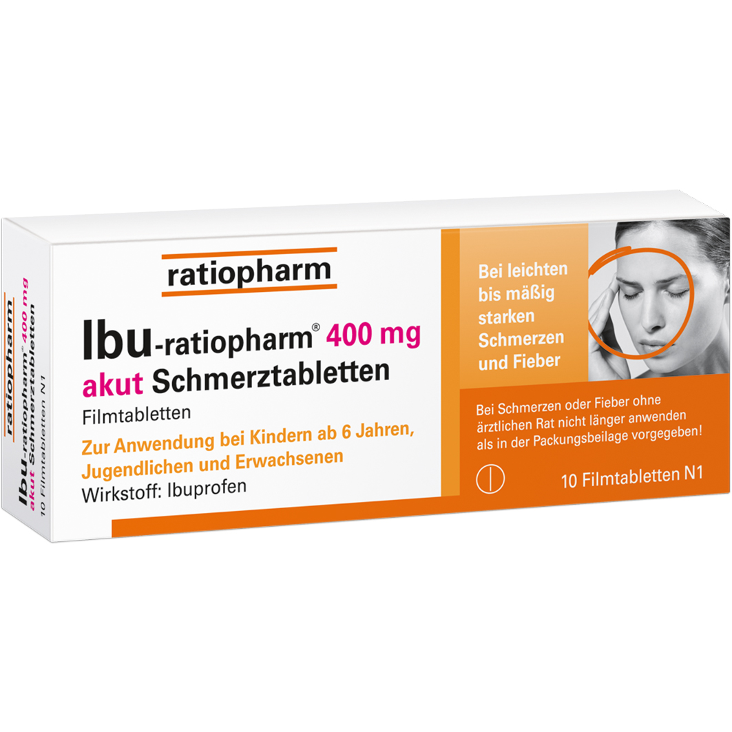 IBU-RATIOPHARM 400 mg akut Schmerztabletten Abbildung für IBU-RATIOPHARM 400 mg akut Schmerztabletten