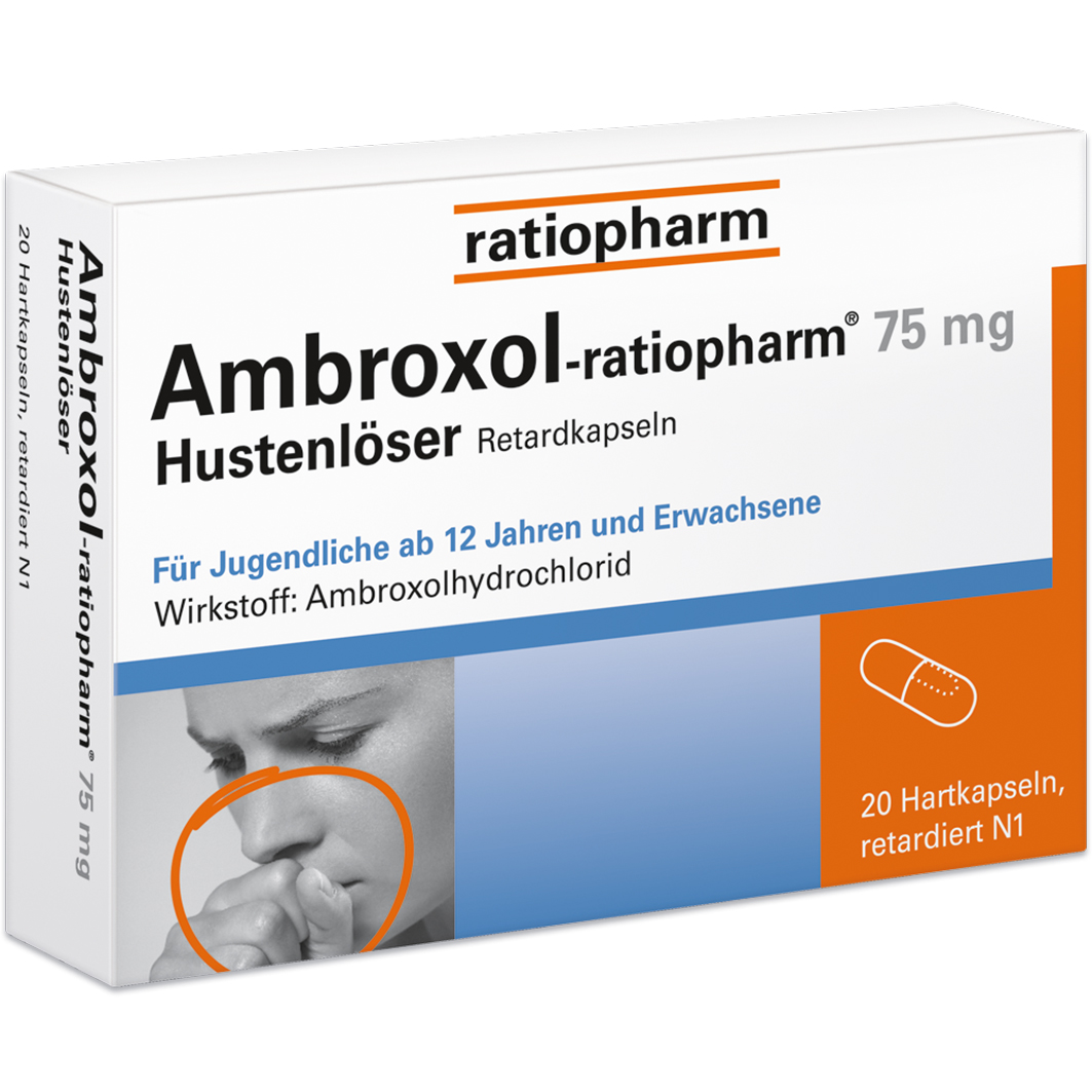 AMBROXOL-ratiopharm 75 mg Hustenlöser Retardkaps. Abbildung für AMBROXOL-ratiopharm 75 mg Hustenlöser Retardkaps.