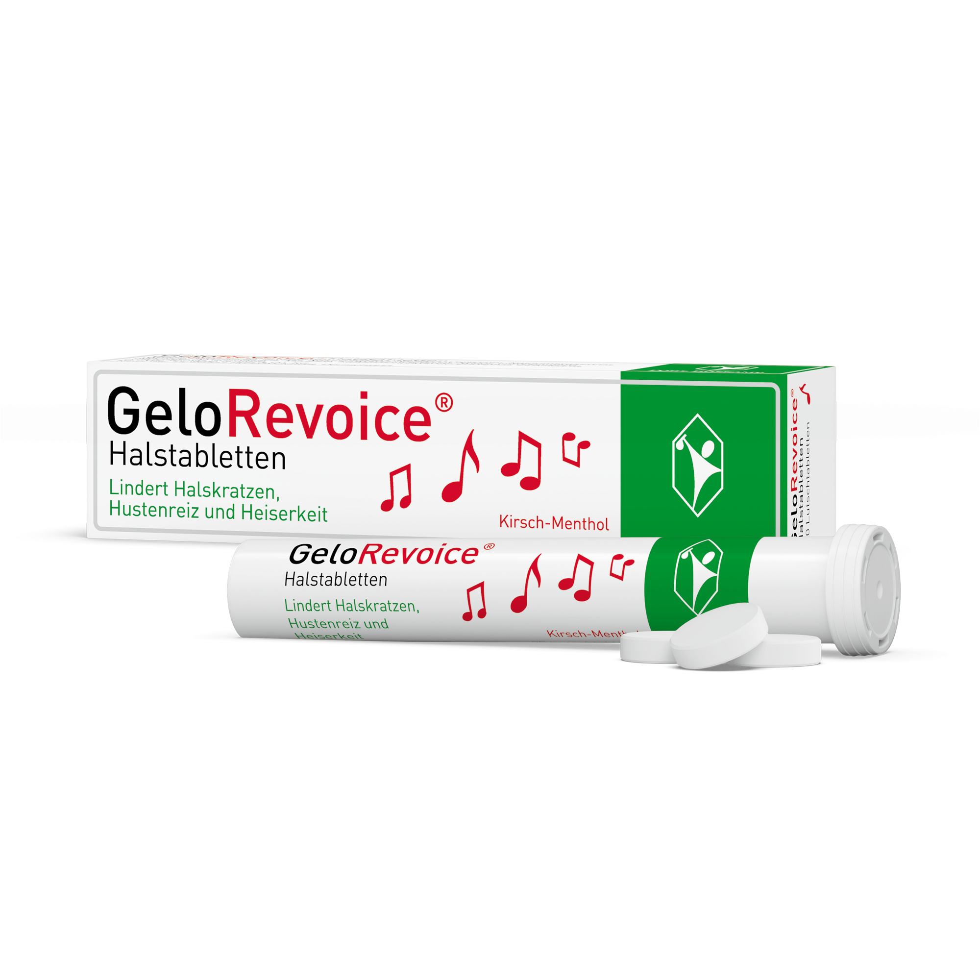 GeloRevoice Halstabletten Kirsch-Menthol bei Heiserkeit & Stimmverlust Abbildung für GeloRevoice Halstabletten Kirsch-Menthol bei Heiserkeit & Stimmverlust