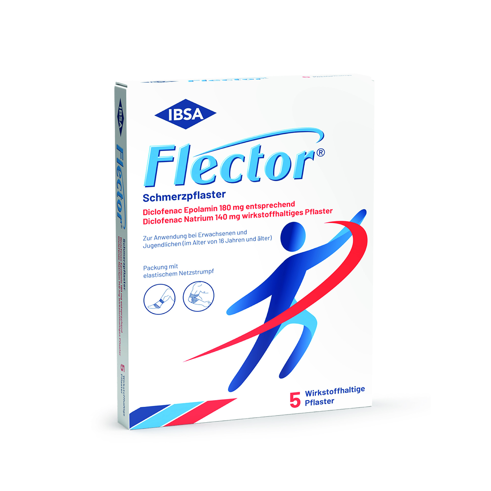 FLECTOR Schmerzpflaster+elatischer Netzstrumpf Abbildung für FLECTOR Schmerzpflaster+elatischer Netzstrumpf