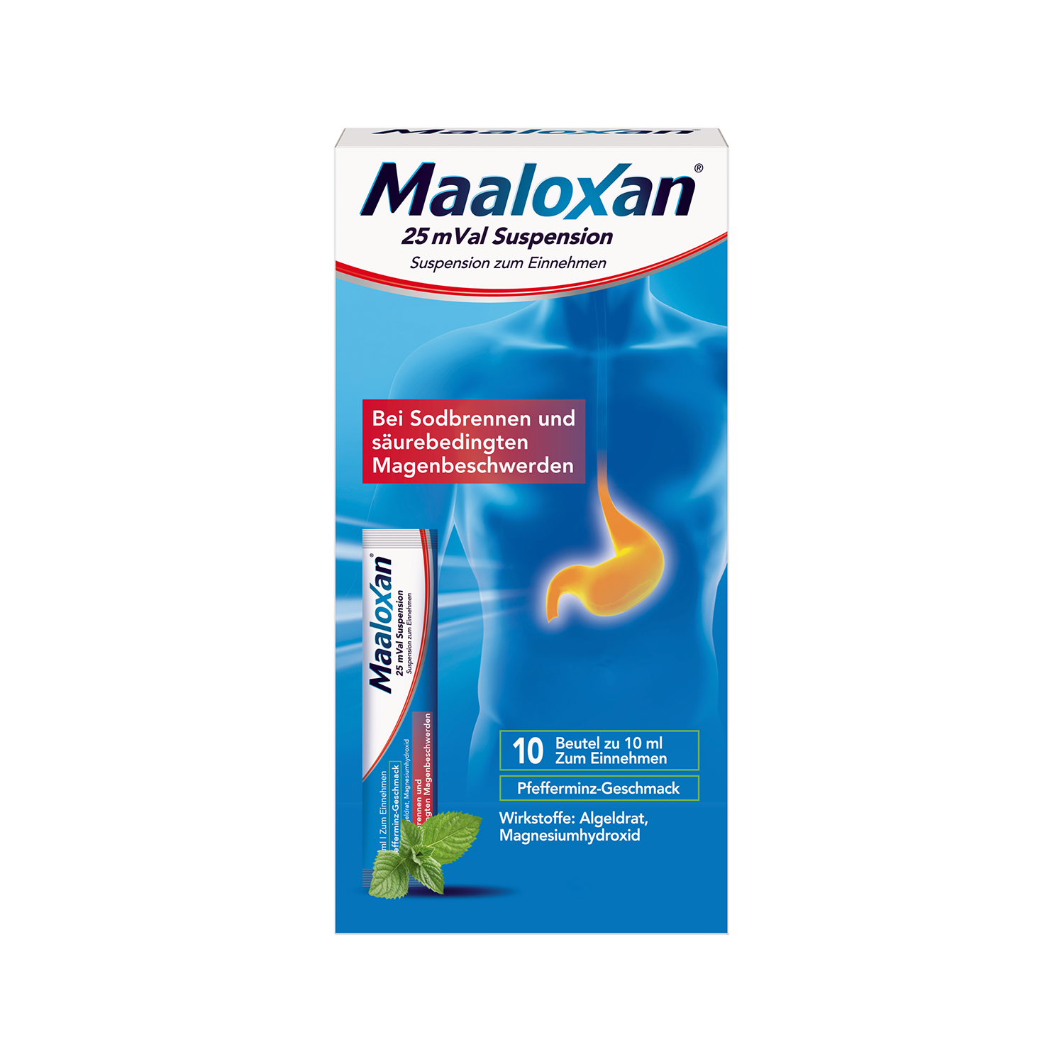 Maaloxan 25 mVal Liquid, Suspension zum Einnehmen, mit Algeldrat und Magnesiumhydroxid, bei Sodbrennen und säurebedingten Magenbeschwerden Abbildung für Maaloxan 25 mVal Liquid, Suspension zum Einnehmen, mit Algeldrat und Magnesiumhydroxid, bei Sodbrennen und säurebedingten Magenbeschwerden