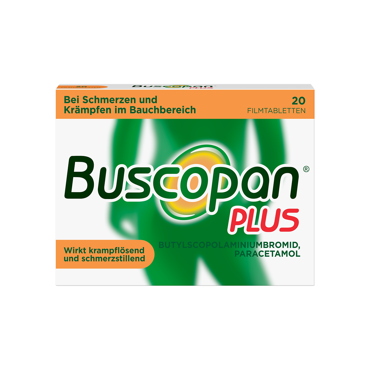 BUSCOPAN plus Filmtabletten mit Paracetamol bei stärkeren Schmerzen und Krämpfen im Bauchbereich Abbildung für BUSCOPAN plus Filmtabletten mit Paracetamol bei stärkeren Schmerzen und Krämpfen im Bauchbereich
