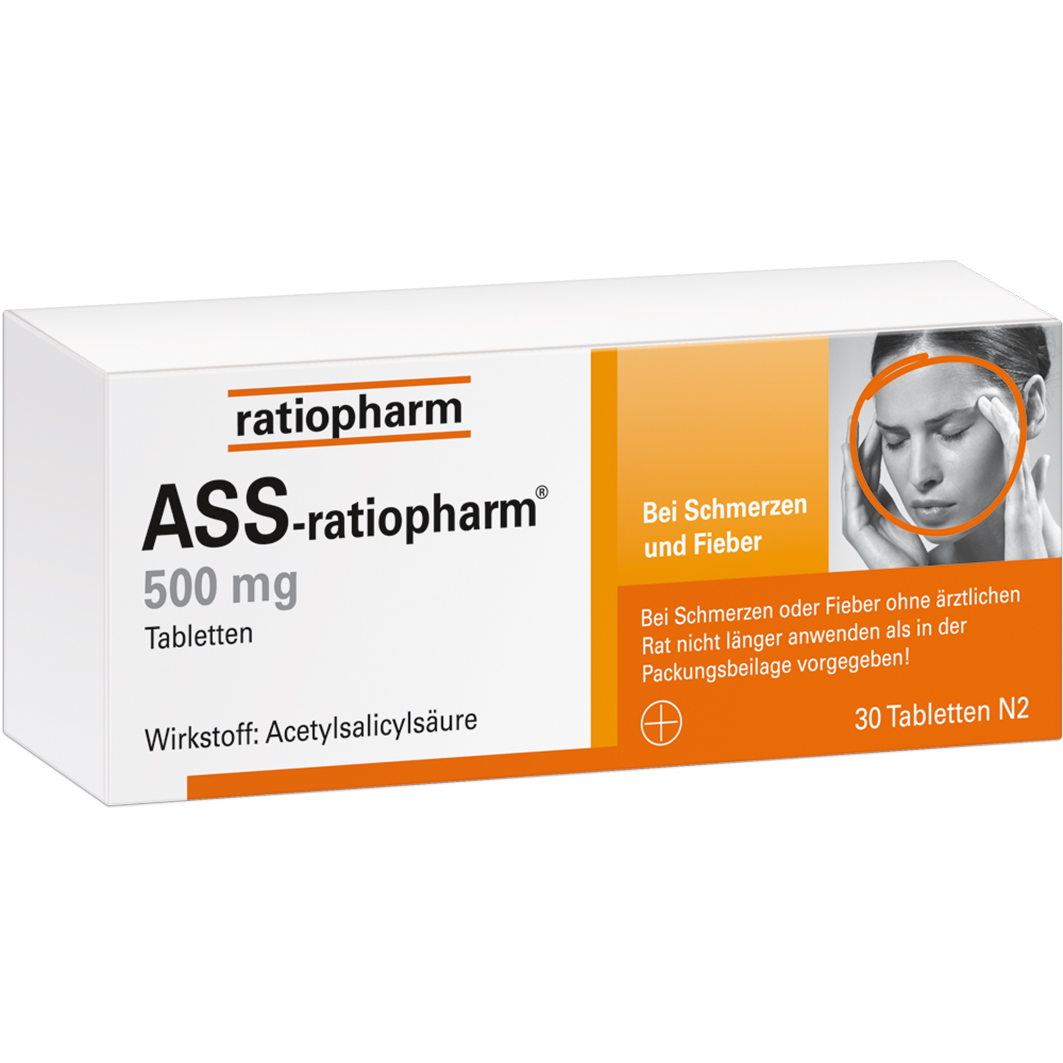 ASS-ratiopharm 500 mg Tabletten Abbildung für ASS-ratiopharm 500 mg Tabletten