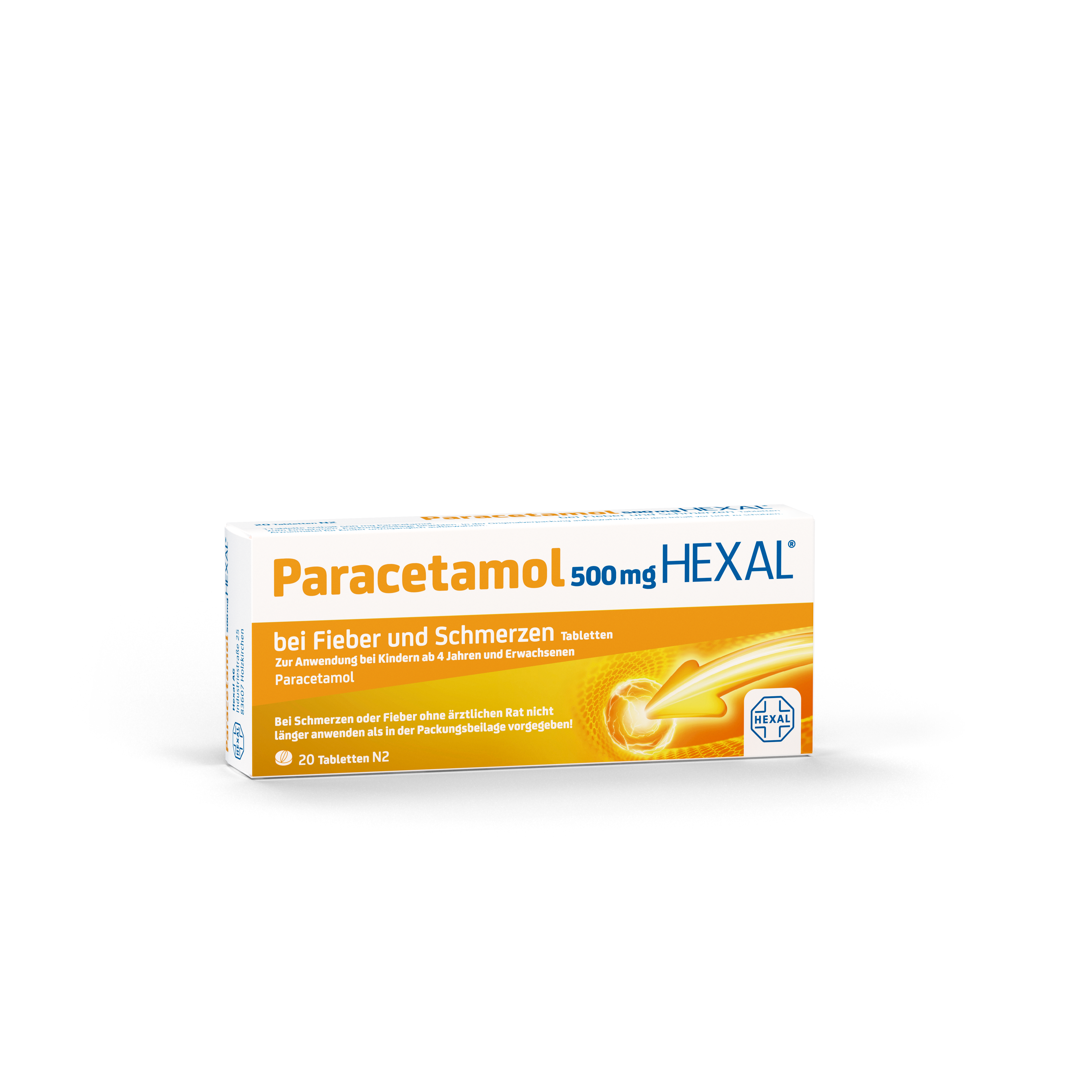 PARACETAMOL 500 mg HEXAL bei Fieber und Schmerzen Tabletten Abbildung für PARACETAMOL 500 mg HEXAL bei Fieber und Schmerzen Tabletten