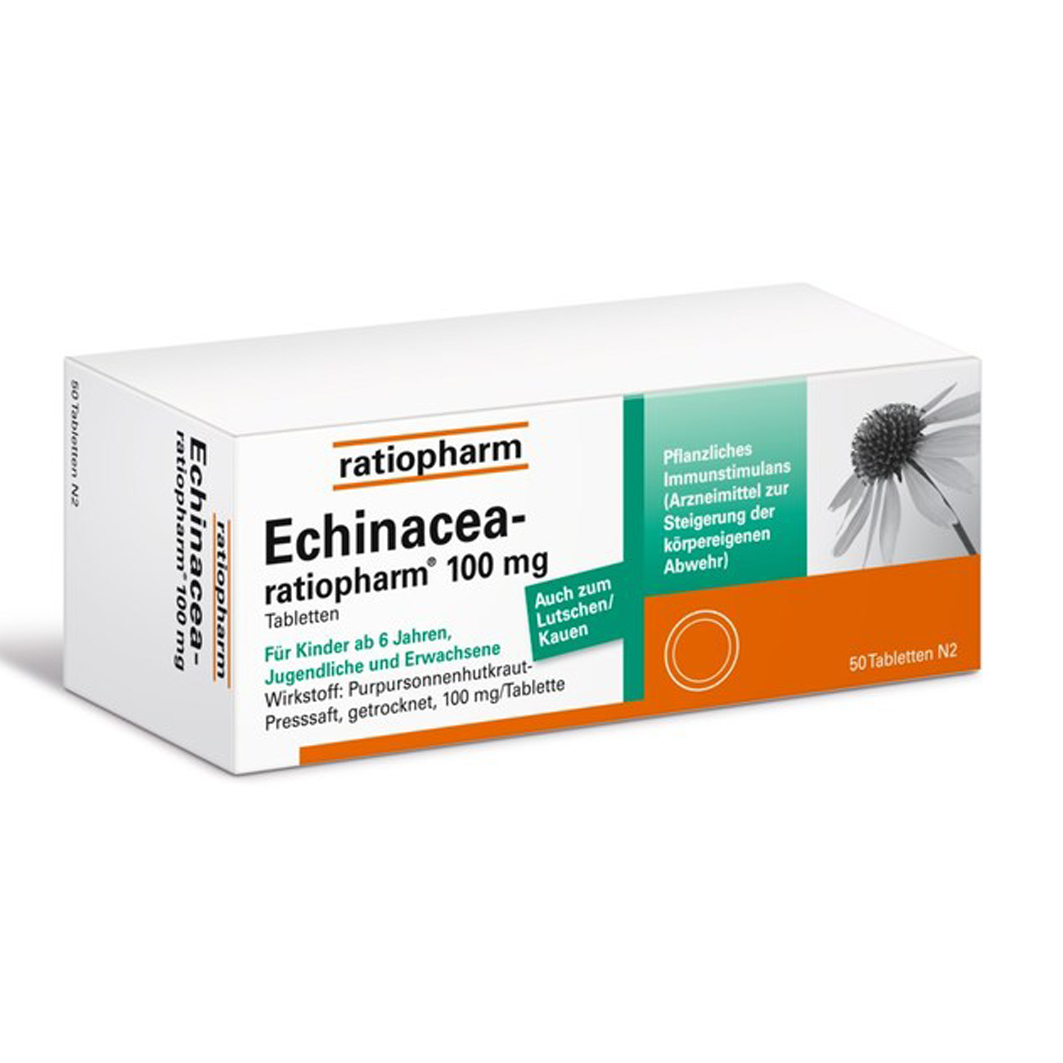 ECHINACEA-RATIOPHARM 100 mg Tabletten Abbildung für ECHINACEA-RATIOPHARM 100 mg Tabletten