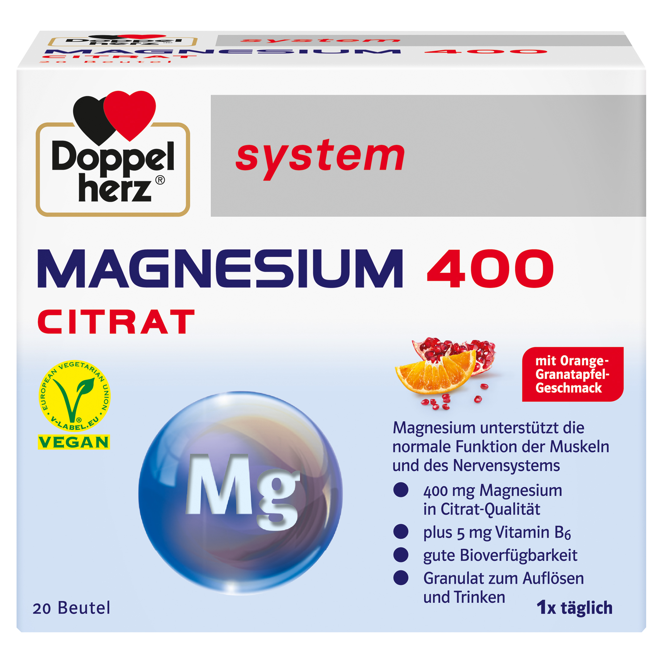 DOPPELHERZ Magnesium 400 Citrat system Granulat Abbildung für DOPPELHERZ Magnesium 400 Citrat system Granulat