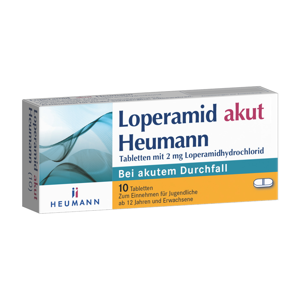 LOPERAMID akut Heumann Tabletten bei akutem Durchfall lactosefrei Abbildung für LOPERAMID akut Heumann Tabletten bei akutem Durchfall lactosefrei