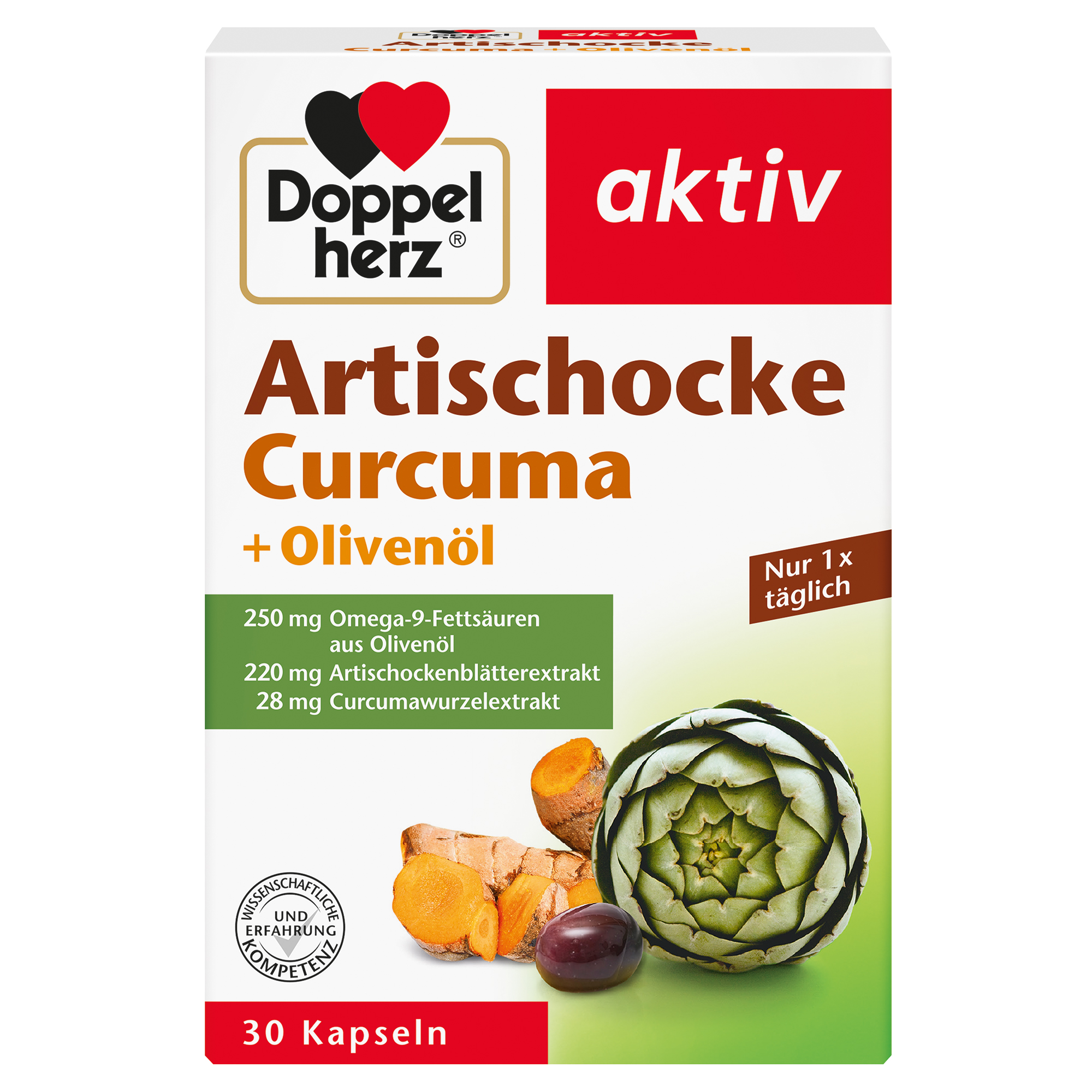 DOPPELHERZ Artischocke+Olivenöl+Curcuma Kapseln Abbildung für DOPPELHERZ Artischocke+Olivenöl+Curcuma Kapseln