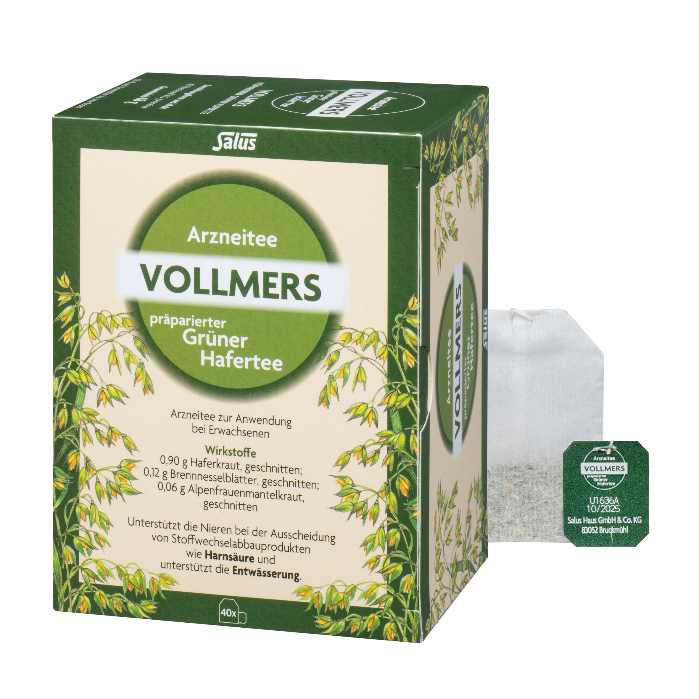 VOLLMERS präparierter grüner Hafertee Filterbeutel Abbildung für VOLLMERS präparierter grüner Hafertee Filterbeutel