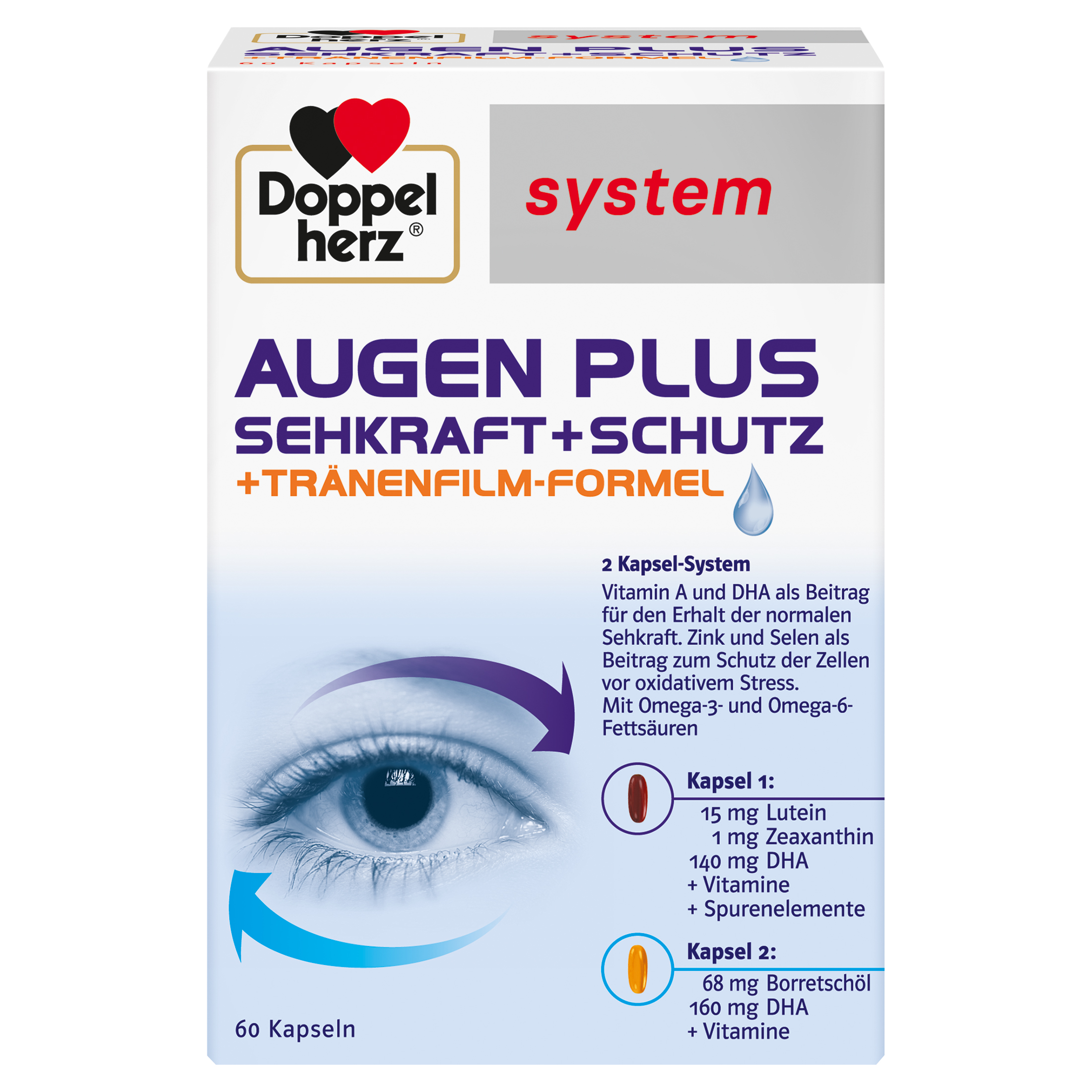 DOPPELHERZ Augen plus Sehkraft+Schutz system Kaps. Abbildung für DOPPELHERZ Augen plus Sehkraft+Schutz system Kaps.