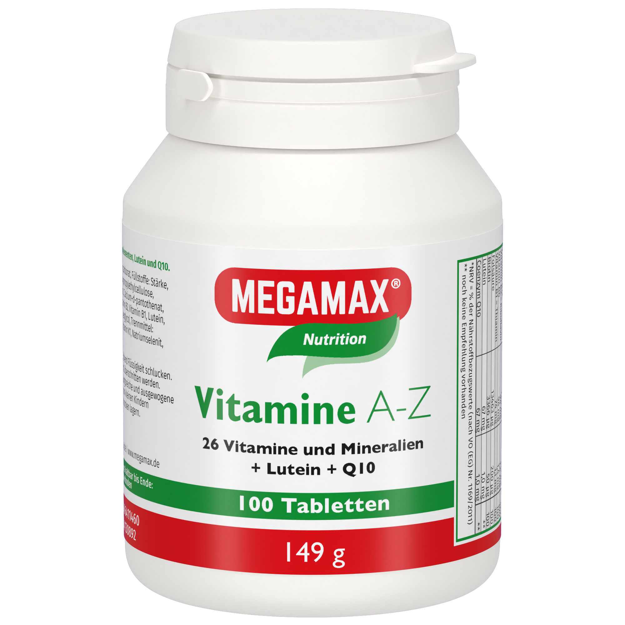 MEGAMAX Vitamine A-Z+Q10+Lutein Tabletten Abbildung für MEGAMAX Vitamine A-Z+Q10+Lutein Tabletten