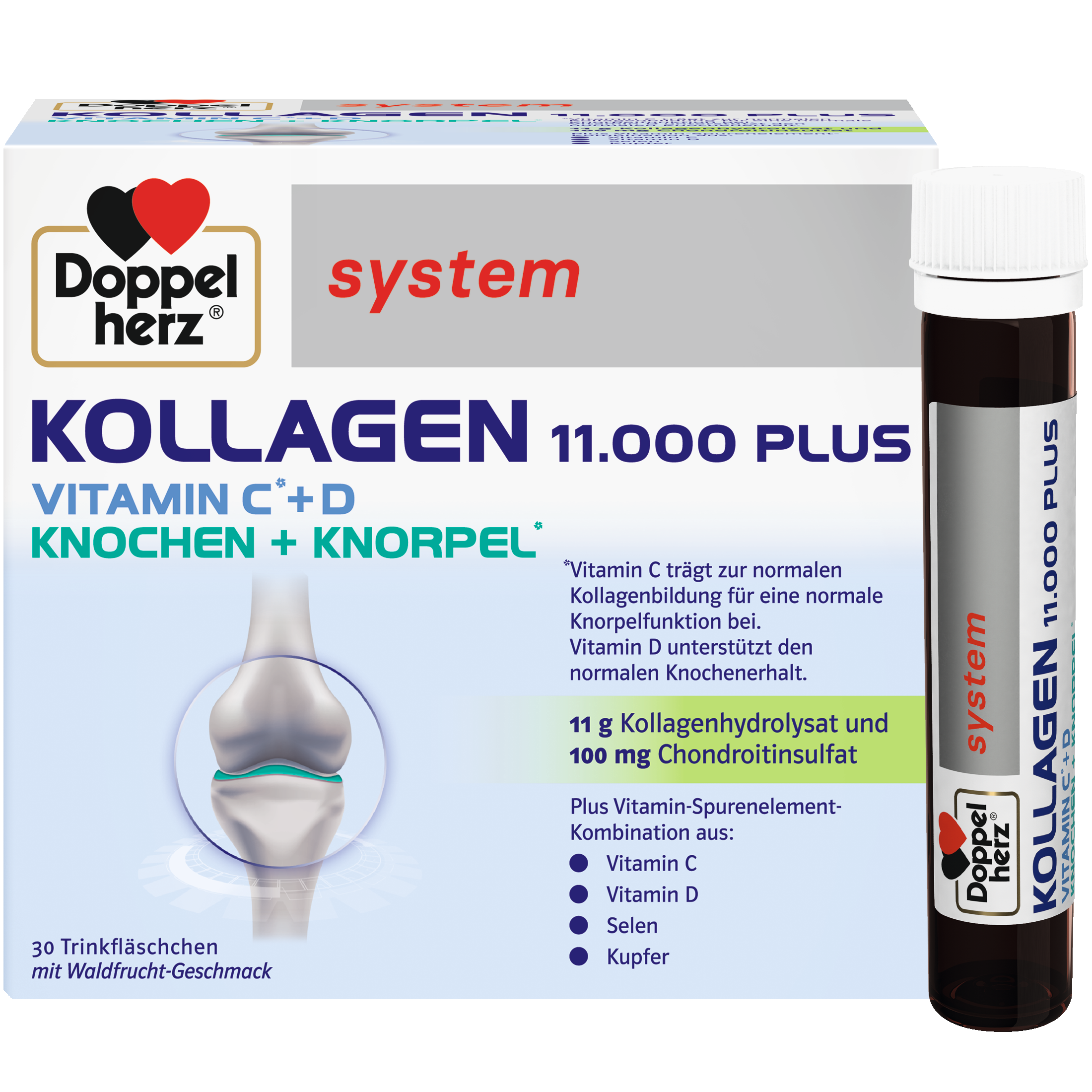 DOPPELHERZ Kollagen 11.000 Plus system 30 Trinkfläschchen Abbildung für DOPPELHERZ Kollagen 11.000 Plus system 30 Trinkfläschchen