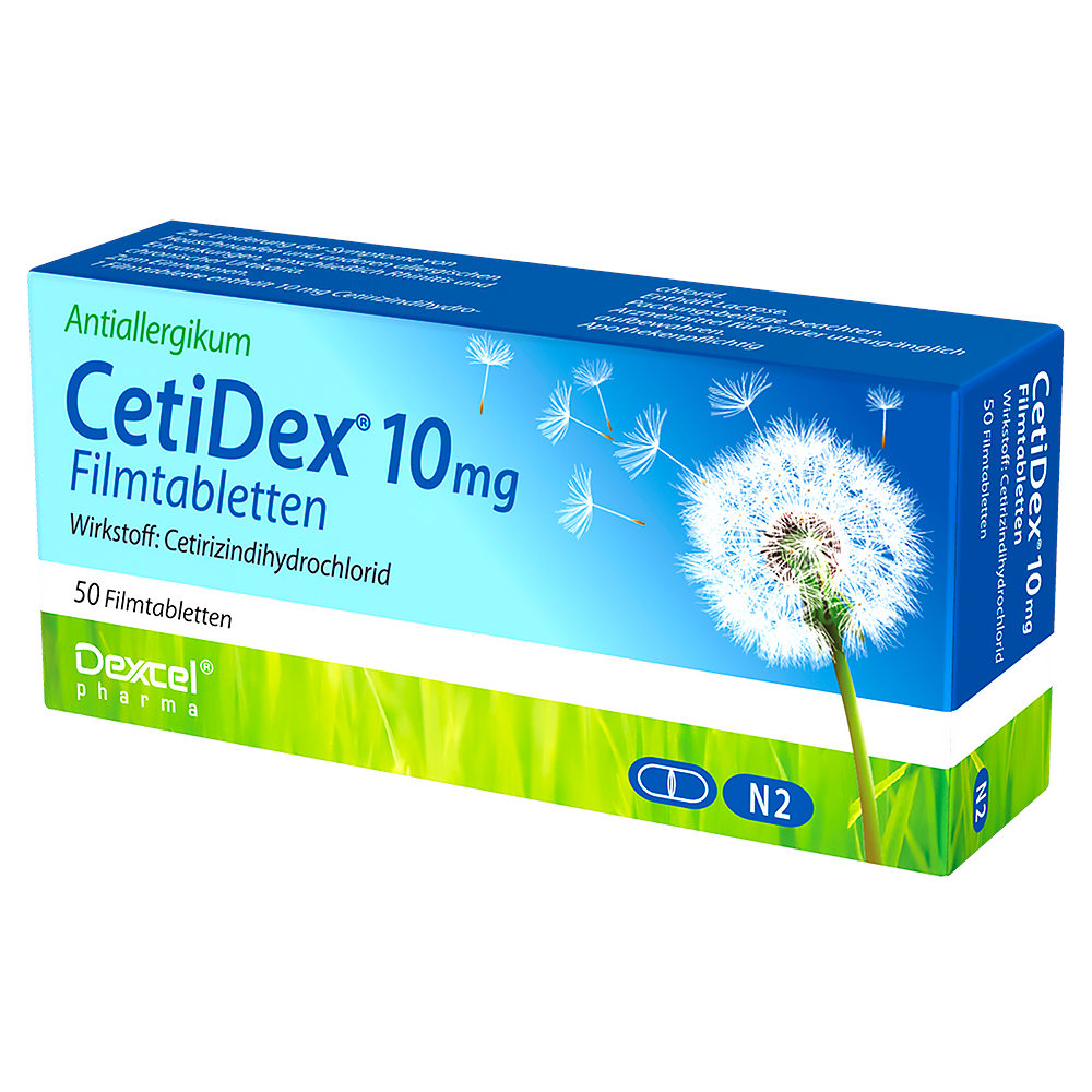 CETIDEX 10 mg Cetirizin Filmtabletten Antiallergikum Abbildung für CETIDEX 10 mg Cetirizin Filmtabletten Antiallergikum