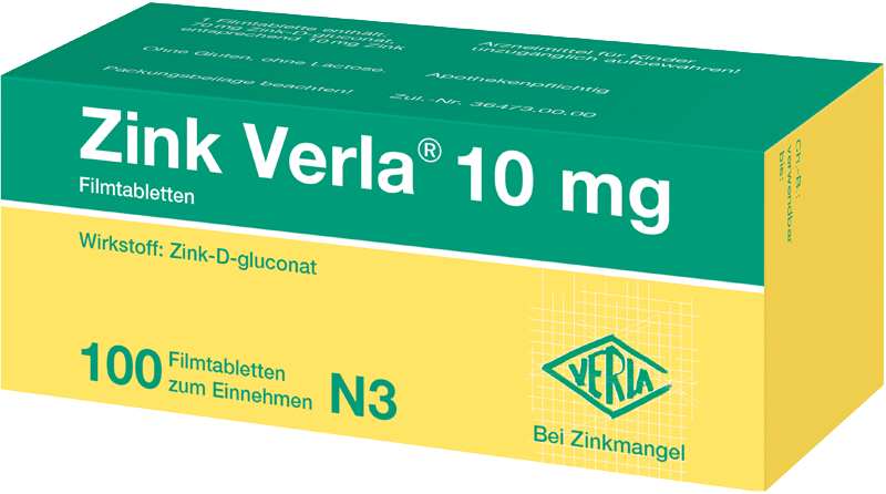 Zink Verla® 10 mg Abbildung für Zink Verla® 10 mg