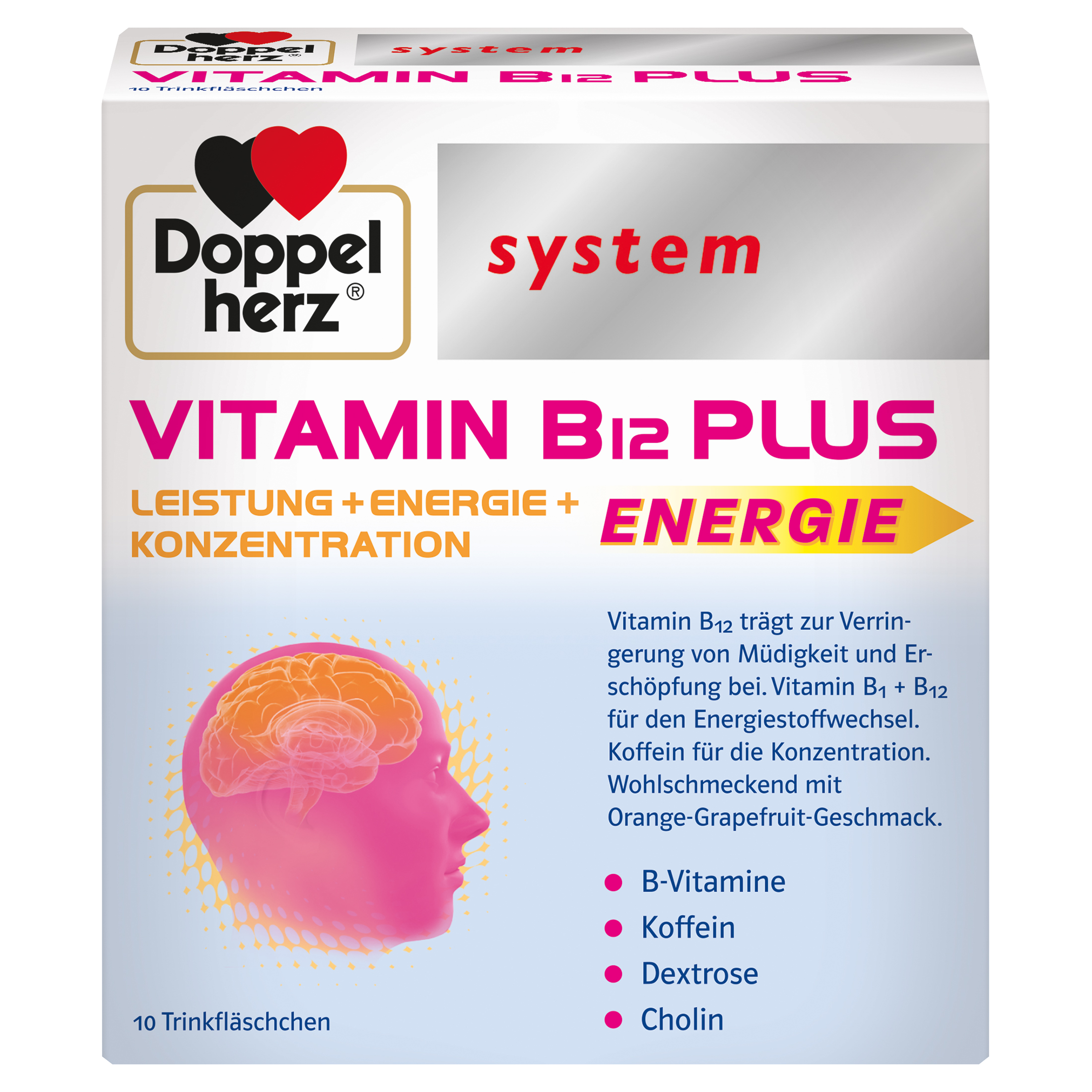 DOPPELHERZ Vitamin B12 Plus system Trinkampullen Abbildung für DOPPELHERZ Vitamin B12 Plus system Trinkampullen