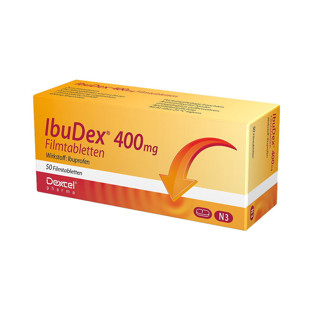 IBUDEX 400 mg Ibuprofen Filmtabletten Abbildung für IBUDEX 400 mg Ibuprofen Filmtabletten