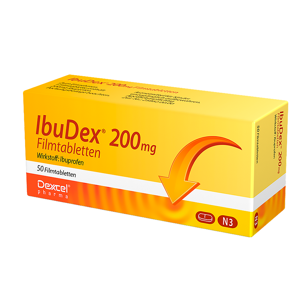 IBUDEX 200 mg Ibuprofen Filmtabletten Abbildung für IBUDEX 200 mg Ibuprofen Filmtabletten