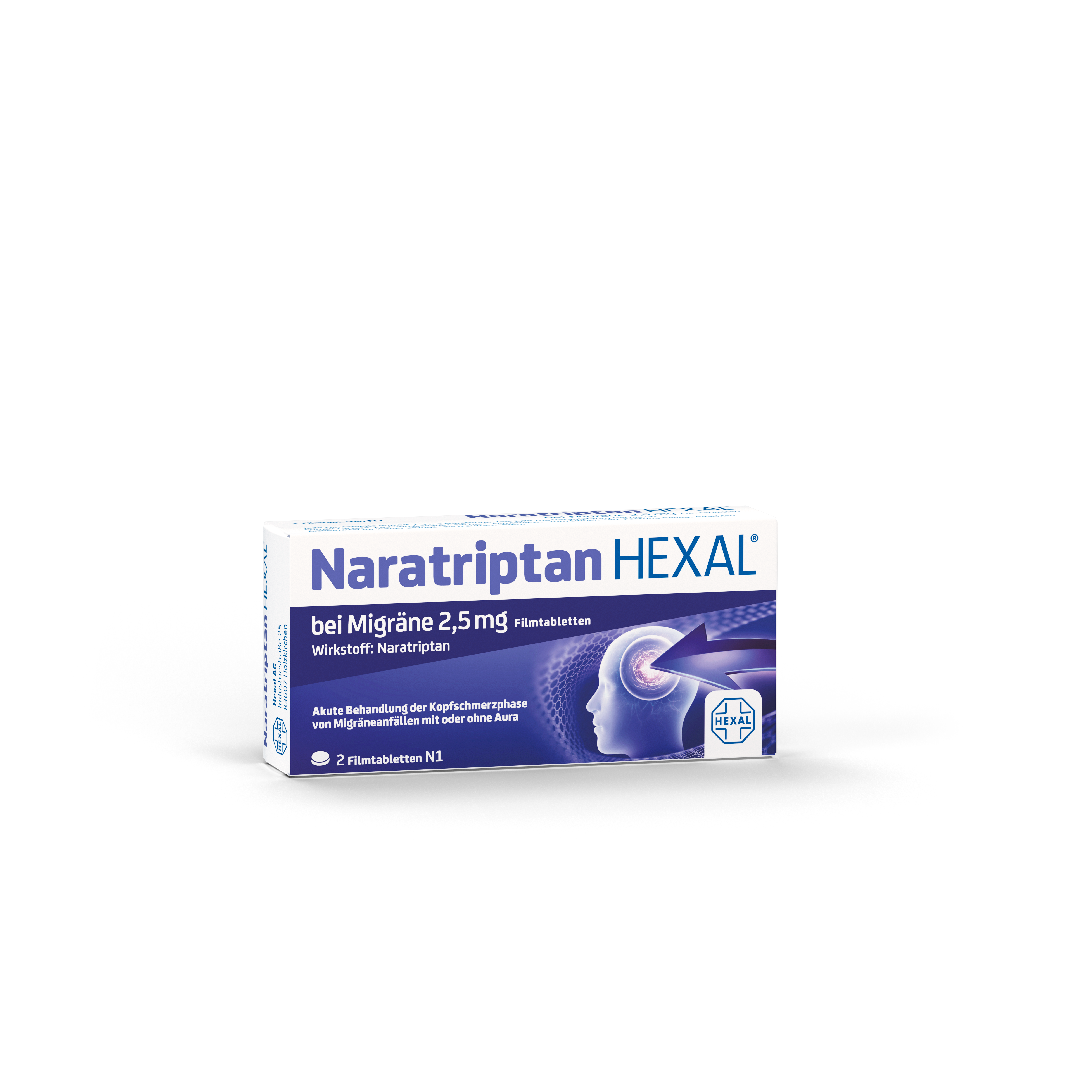 NARATRIPTAN HEXAL bei Migräne 2,5 mg Filmtabletten Abbildung für NARATRIPTAN HEXAL bei Migräne 2,5 mg Filmtabletten