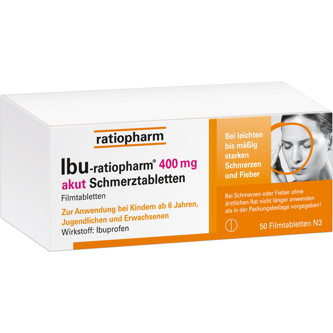 IBU-RATIOPHARM 400 mg akut Schmerztabletten Abbildung für IBU-RATIOPHARM 400 mg akut Schmerztabletten