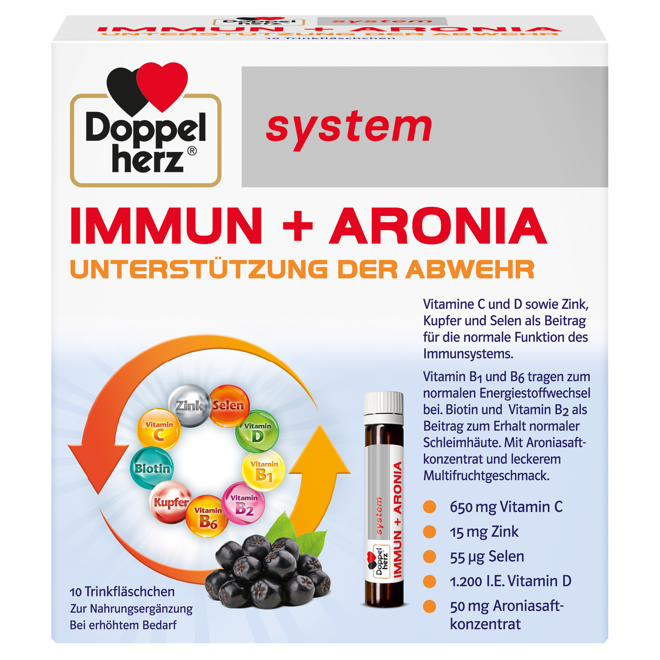 DOPPELHERZ Immun+Aronia system Ampullen Abbildung für DOPPELHERZ Immun+Aronia system Ampullen
