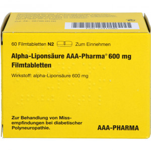 ALPHA LIPONSÄURE AAA- Pharma 600 mg Filmtabletten Abbildung für ALPHA LIPONSÄURE AAA- Pharma 600 mg Filmtabletten