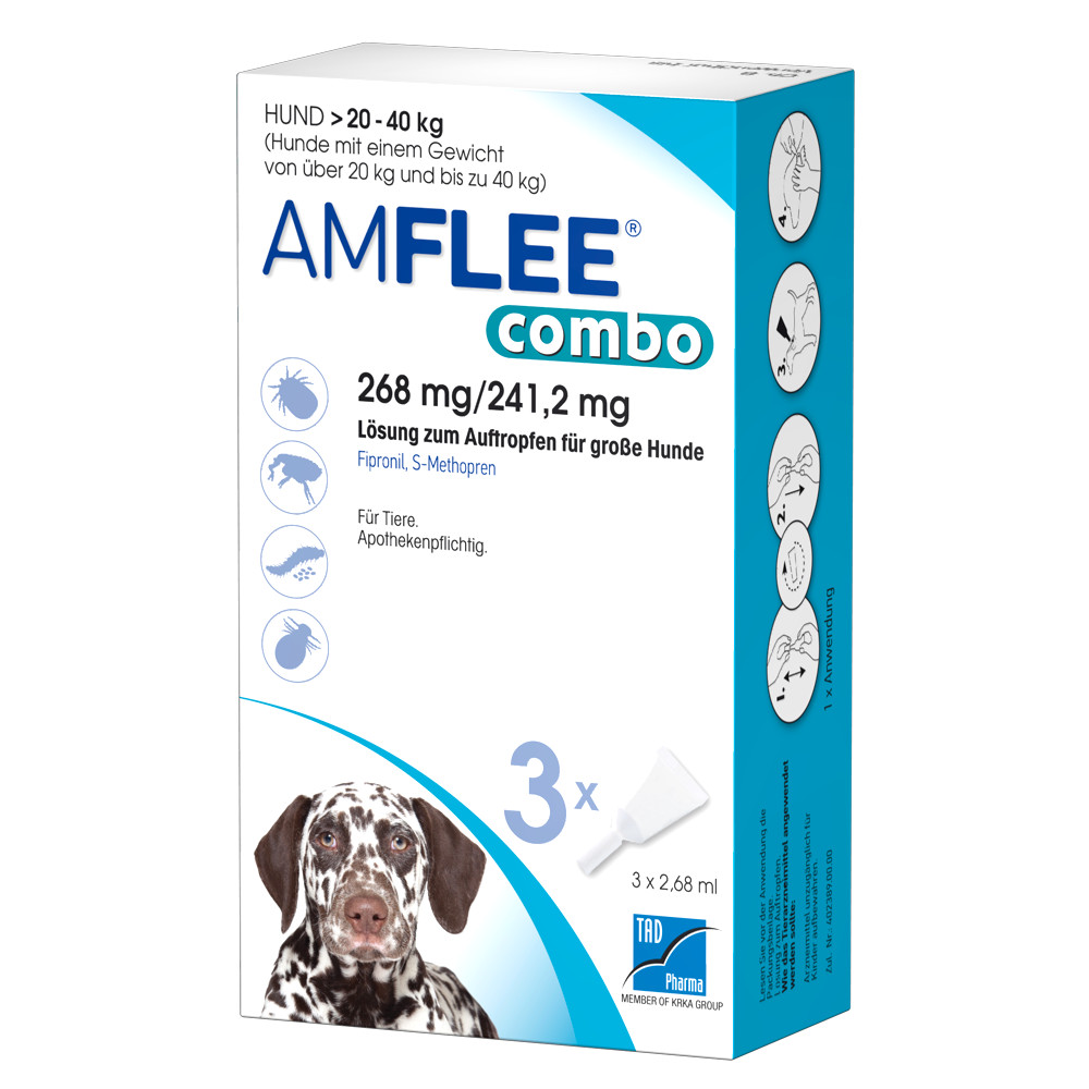 AMFLEE combo 268/241,2mg Lsg.z.Auf.f.Hunde 20-40kg Abbildung für AMFLEE combo 268/241,2mg Lsg.z.Auf.f.Hunde 20-40kg