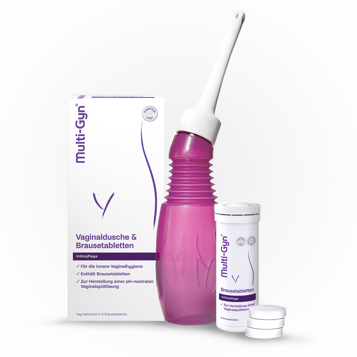 MULTI-GYN Vaginaldusche Kombipack Brausetabletten Abbildung für MULTI-GYN Vaginaldusche Kombipack Brausetabletten