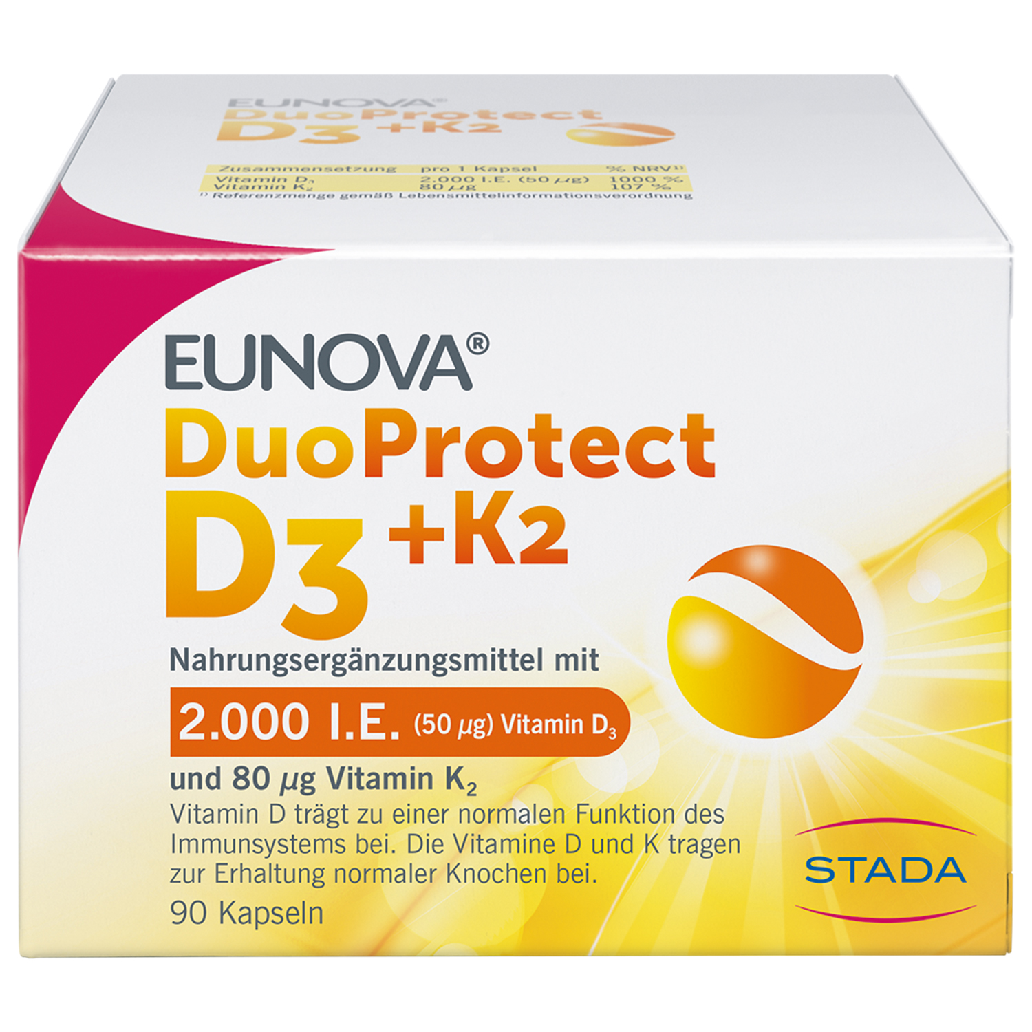 EUNOVA DuoProtect D3+K2 2000 I.E./80 μg Kapseln Abbildung für EUNOVA DuoProtect D3+K2 2000 I.E./80 μg Kapseln