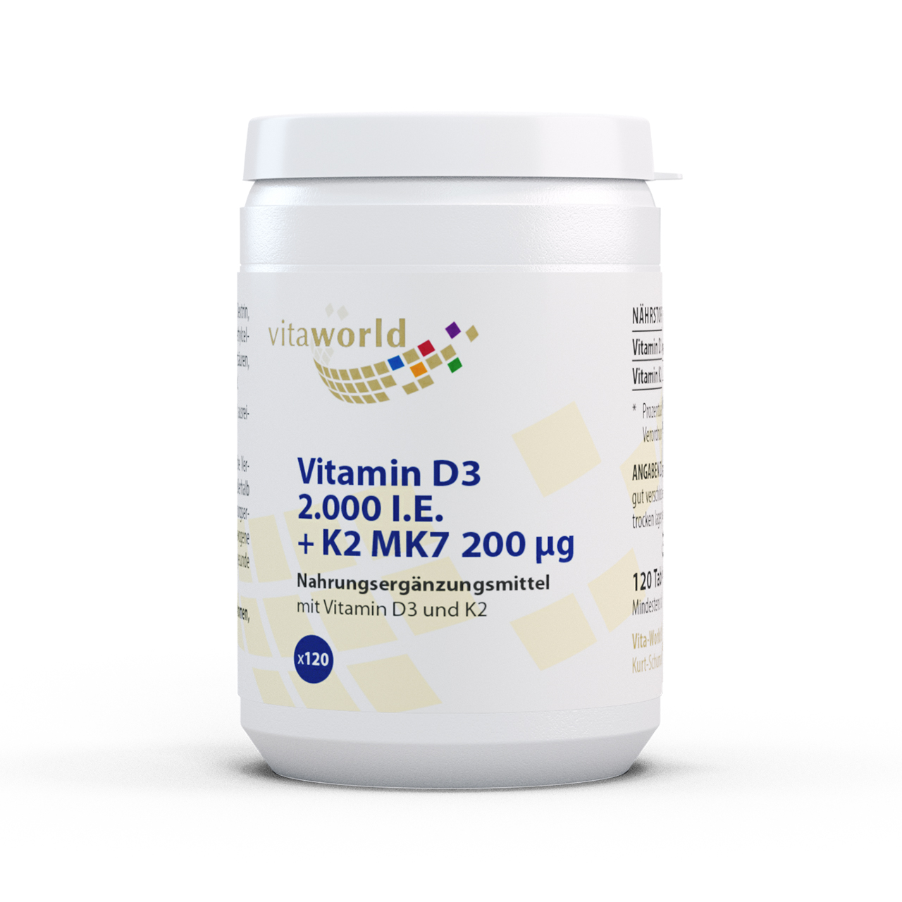 VITAMIN D3+K2 2.000 I.E./200 μg Tabletten Abbildung für VITAMIN D3+K2 2.000 I.E./200 μg Tabletten