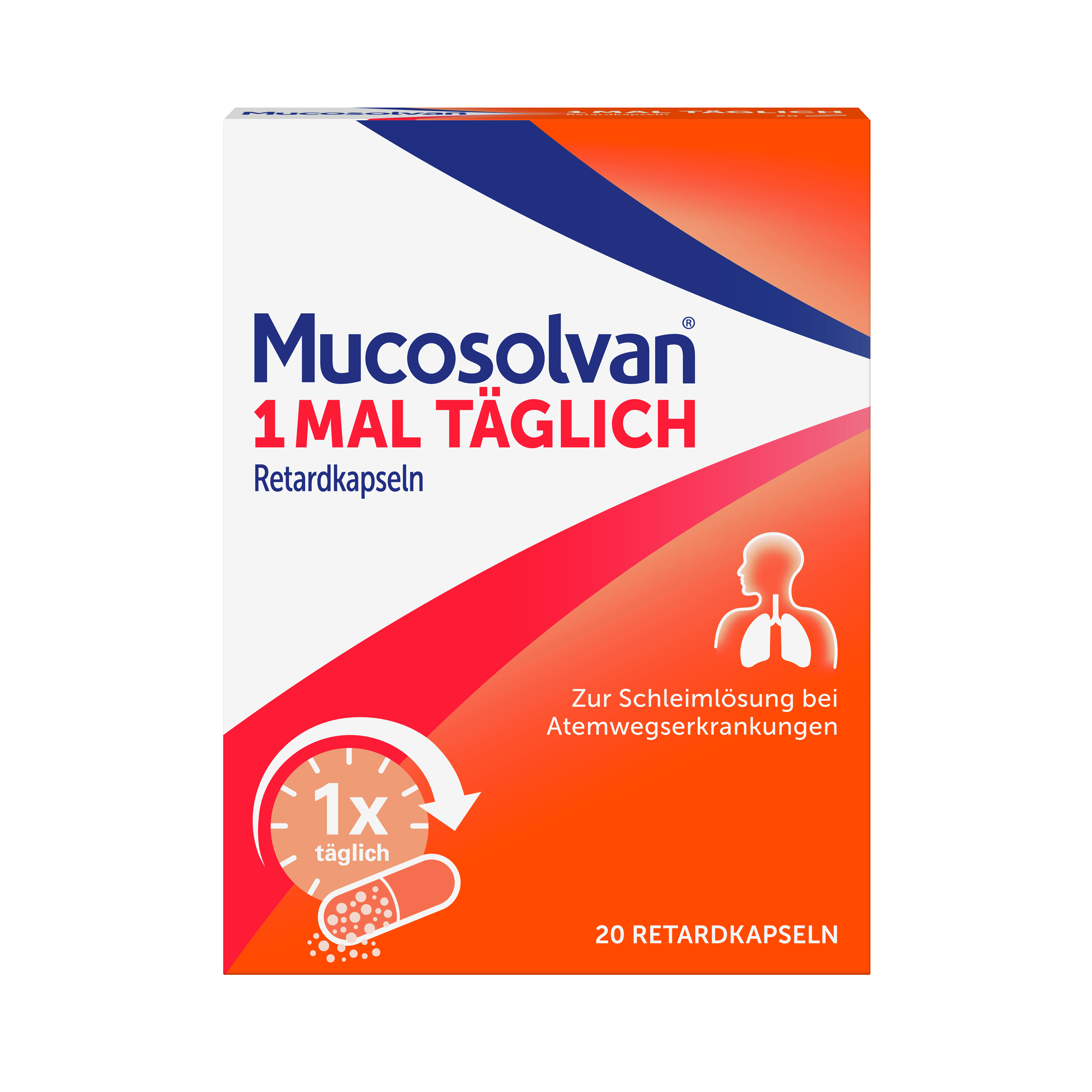 MUCOSOLVAN 1mal täglich Retardkapseln zur Schleimlösung bei Atemwegserkrankungen Abbildung für MUCOSOLVAN 1mal täglich Retardkapseln zur Schleimlösung bei Atemwegserkrankungen