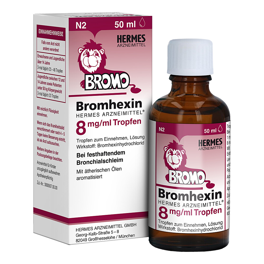 BROMHEXIN Hermes Arzneimittel 8 mg/ml Tropfen Abbildung für BROMHEXIN Hermes Arzneimittel 8 mg/ml Tropfen