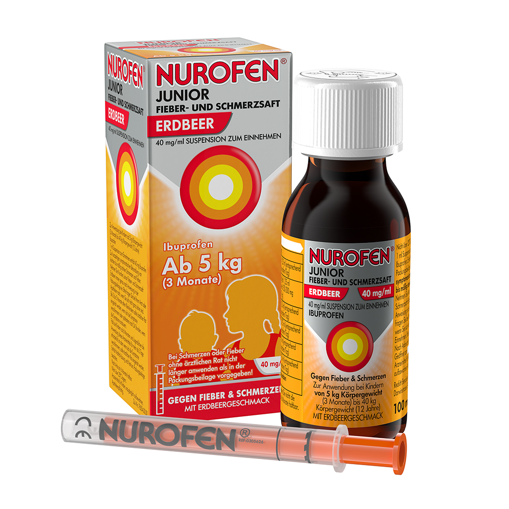 NUROFEN Junior Fieber-u.Schmerzsaft Erdbe.40 mg/ml Abbildung für NUROFEN Junior Fieber-u.Schmerzsaft Erdbe.40 mg/ml