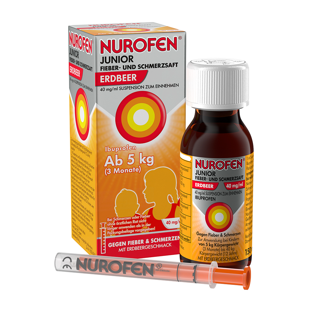 NUROFEN Junior Fieber-u.Schmerzsaft Erdbe.40 mg/ml Abbildung für NUROFEN Junior Fieber-u.Schmerzsaft Erdbe.40 mg/ml