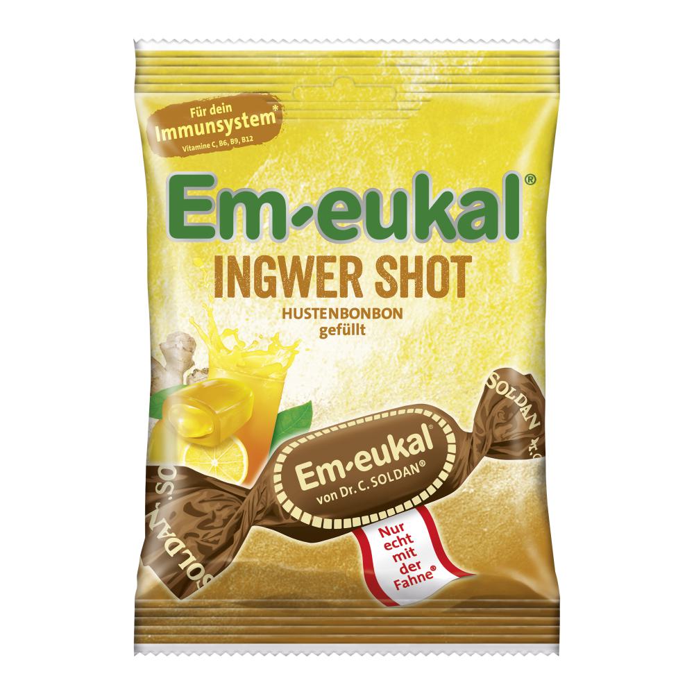 EM-EUKAL Bonbons Ingwer Shot gefüllt zuckerhaltig Abbildung für EM-EUKAL Bonbons Ingwer Shot gefüllt zuckerhaltig