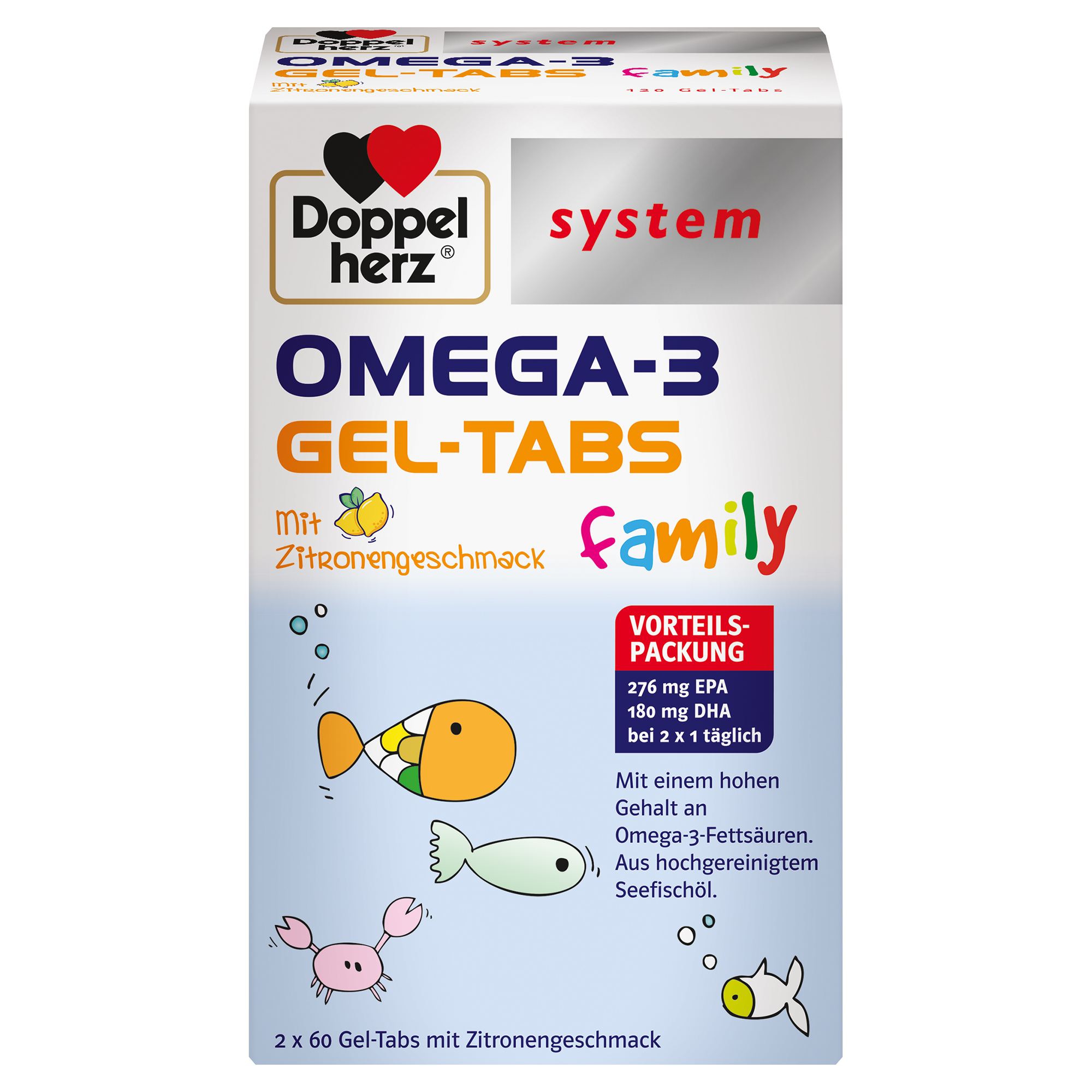 DOPPELHERZ Omega-3 Gel-Tabs family system Abbildung für DOPPELHERZ Omega-3 Gel-Tabs family system