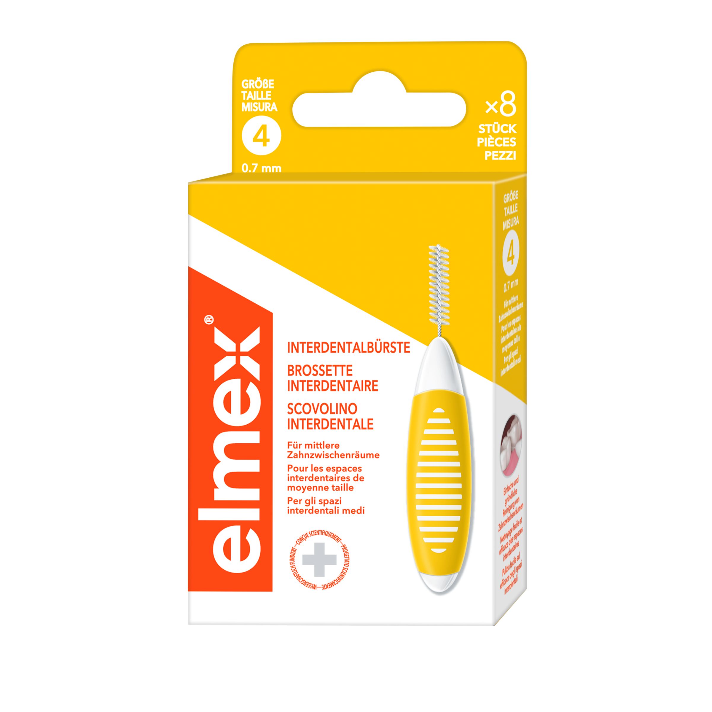elmex Interdentalbürsten gelb, Größe 4, 0,7 mm Abbildung für elmex Interdentalbürsten gelb, Größe 4, 0,7 mm