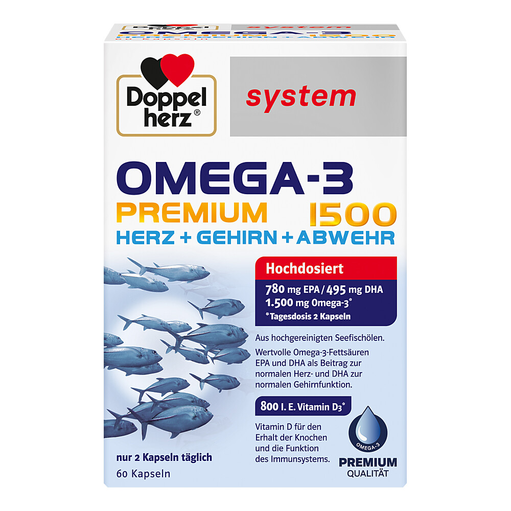 DOPPELHERZ Omega-3 Premium 1500 system Kapseln Abbildung für DOPPELHERZ Omega-3 Premium 1500 system Kapseln