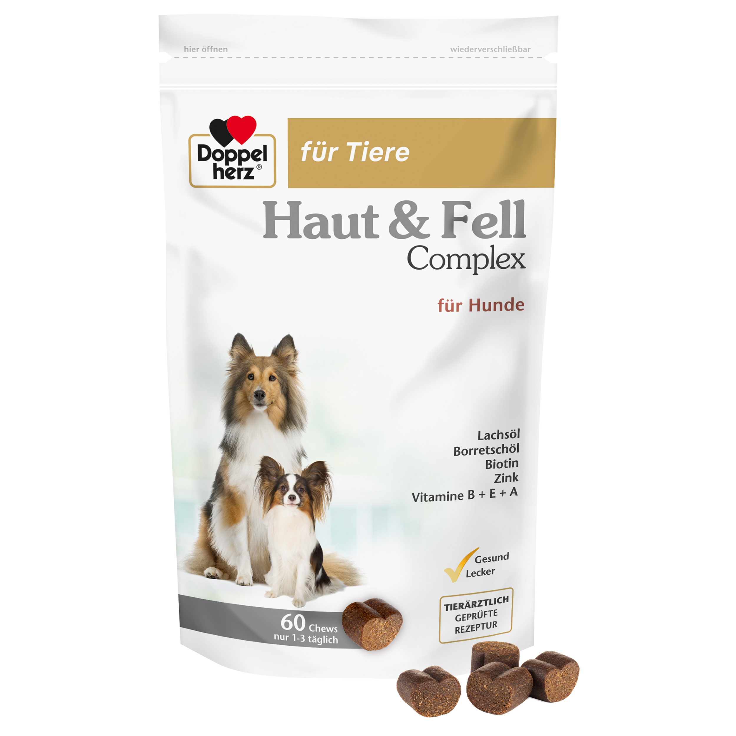 DOPPELHERZ für Tiere Haut&Fell Compl.Chews f.Hunde Abbildung für DOPPELHERZ für Tiere Haut&Fell Compl.Chews f.Hunde