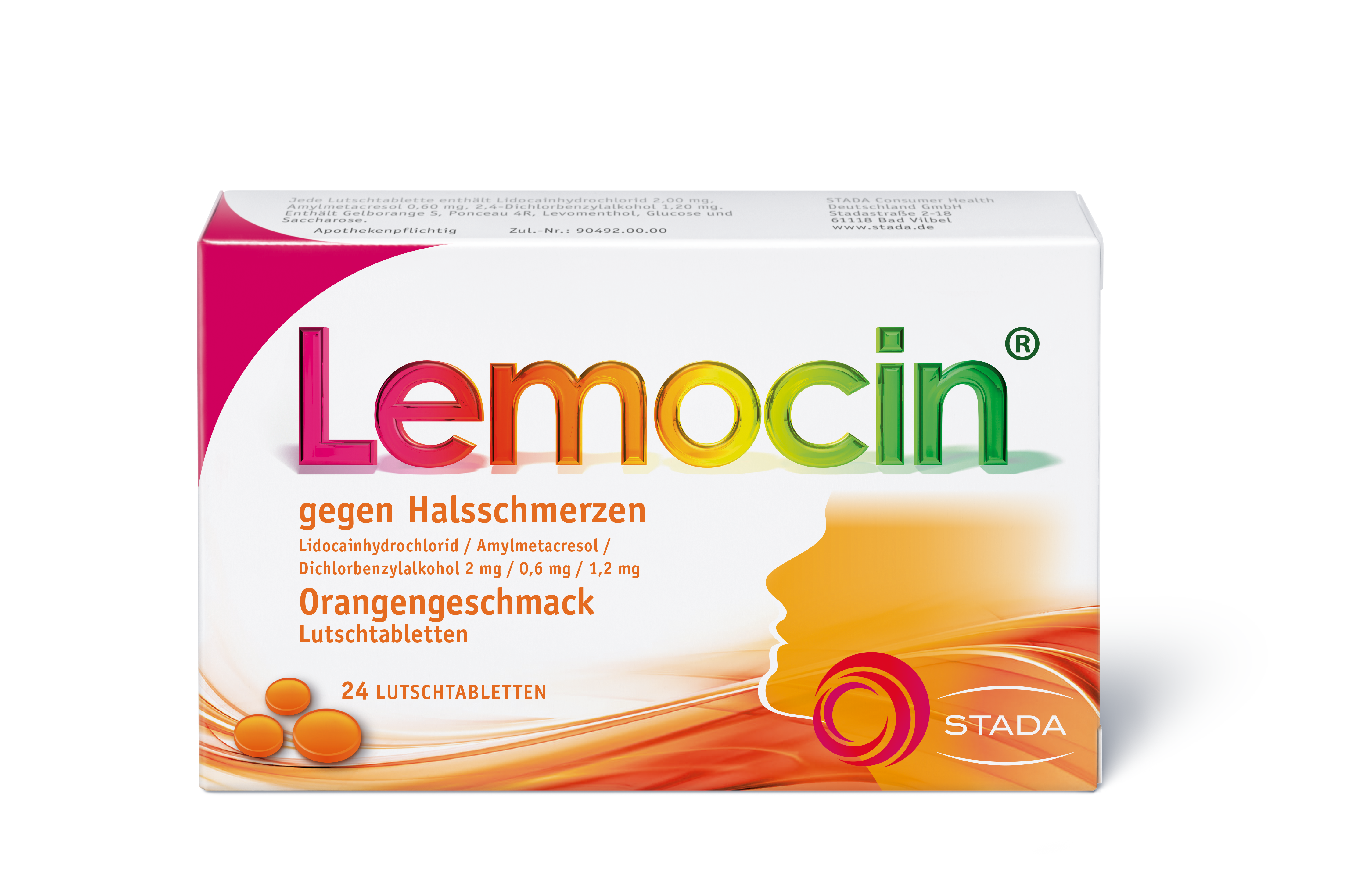 LEMOCIN gegen Halsschmerzen Orangengeschmack Lut. Abbildung für LEMOCIN gegen Halsschmerzen Orangengeschmack Lut.