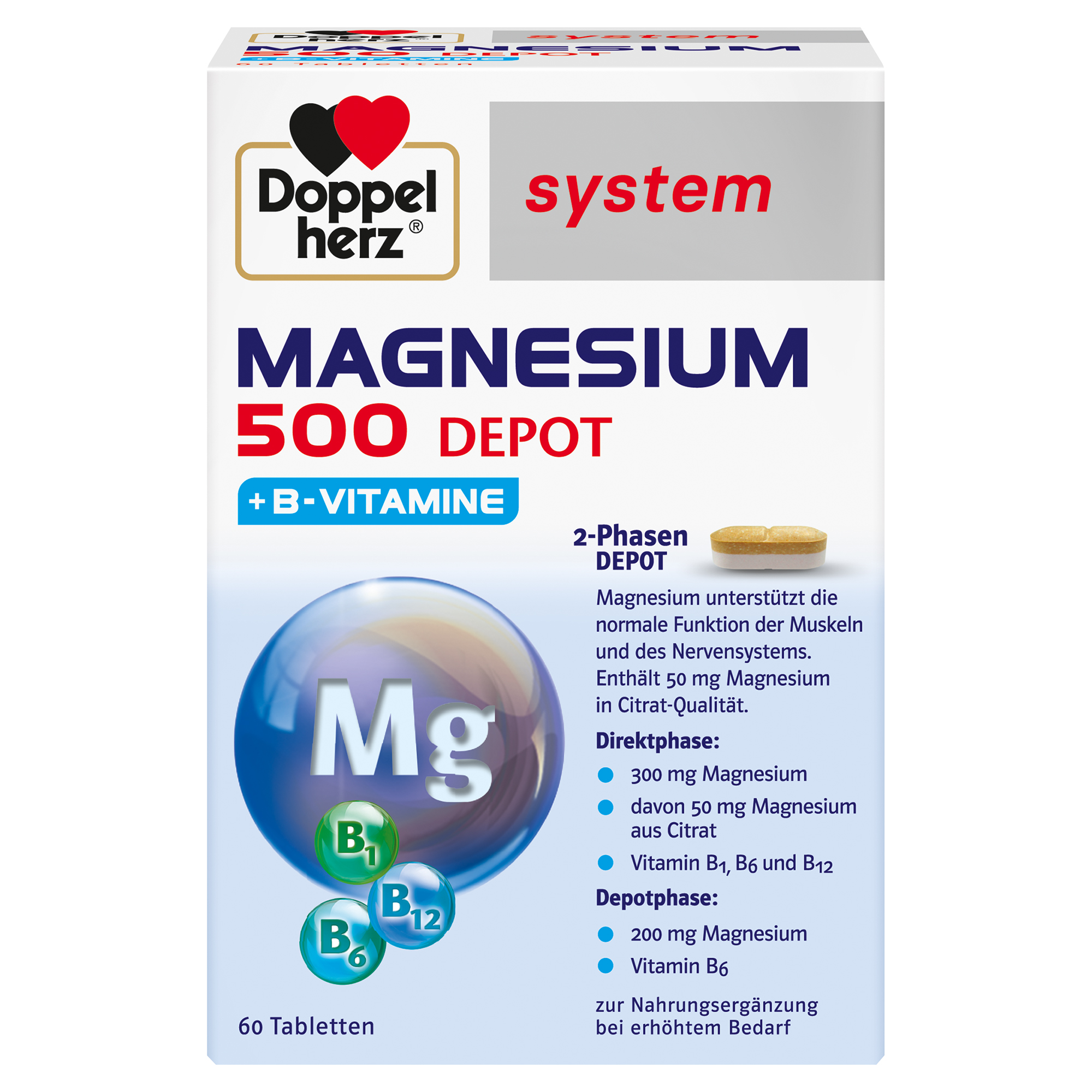 DOPPELHERZ Magnesium 500 Depot system Tabletten Abbildung für DOPPELHERZ Magnesium 500 Depot system Tabletten